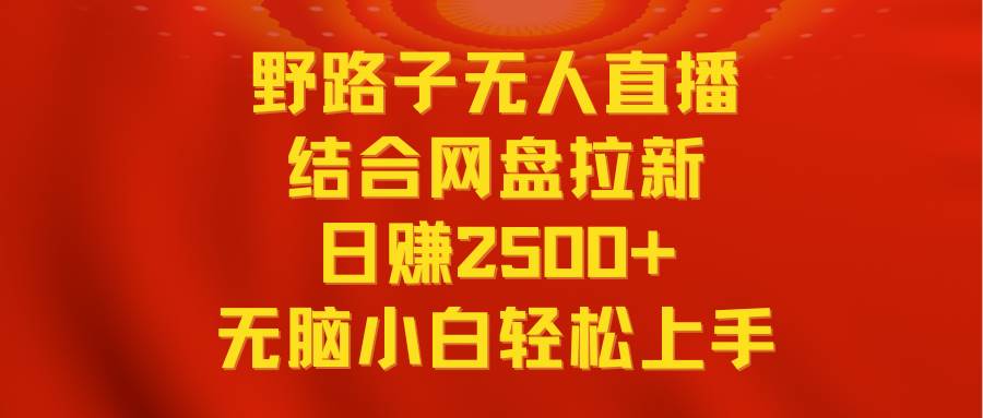 无人直播野路子结合网盘拉新，日赚2500+多平台变现，小白无脑轻松上手操作-飞鱼网创