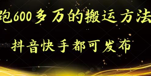 抖音快手都可发布的，实测跑600多万的搬运方法-飞鱼网创