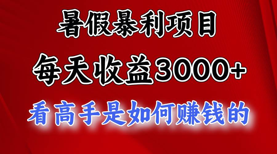 暑假暴利项目，每天收益3000+ 努努力能达到5000+，暑假大流量来了-飞鱼网创