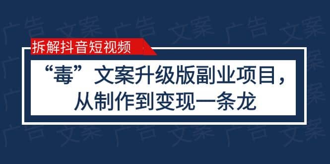 拆解抖音短视频：“毒”文案升级版副业项目，从制作到变现（教程+素材）-飞鱼网创