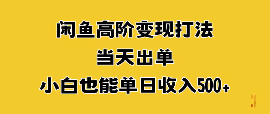 闲鱼高阶变现打法，当天出单，小白也能单日收入500+-飞鱼网创