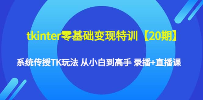 tkinter零基础变现特训【20期】系统传授TK玩法 从小白到高手 录播+直播课-飞鱼网创