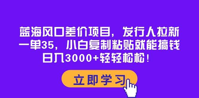 蓝海风口差价项目，发行人拉新，一单35，小白复制粘贴就能搞钱！日入3000+轻轻松松-飞鱼网创