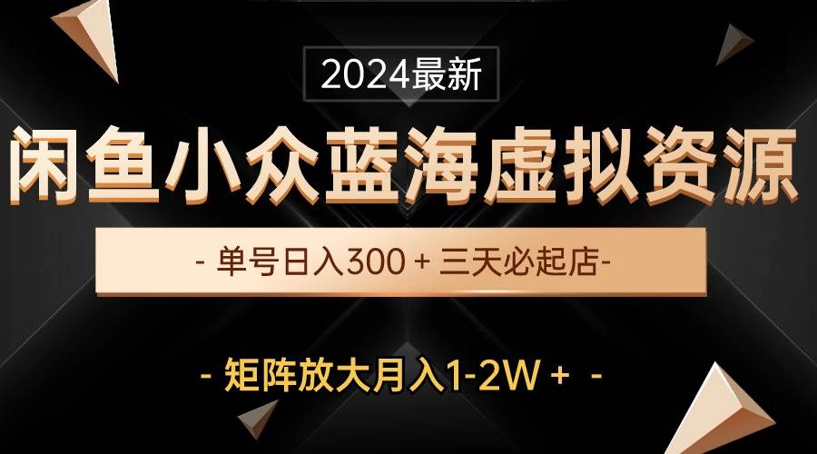 最新闲鱼小众蓝海虚拟资源，单号日入300＋，三天必起店，矩阵放大月入1-2W-飞鱼网创