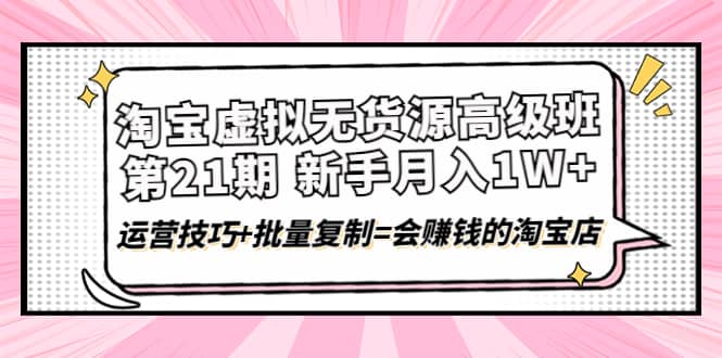 淘宝虚拟无货源高级班【第21期】运营技巧+批量复制=会赚钱的淘宝店-飞鱼网创