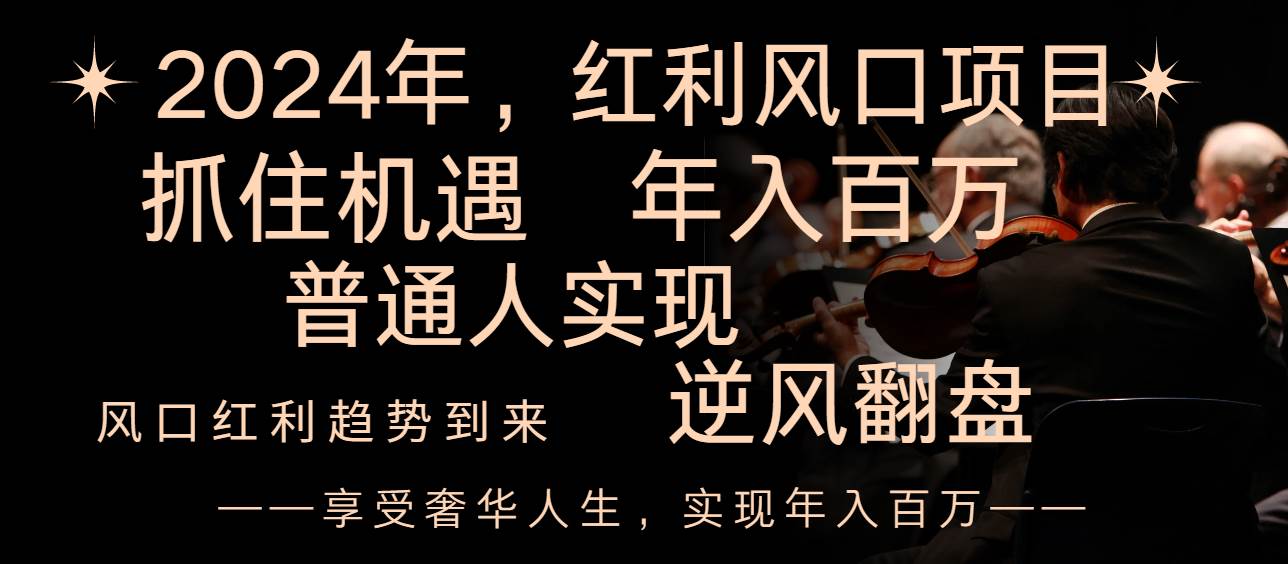 2024红利风口项目来袭，享受第一波红利，逆风翻盘普通人也能实现，年入百万-飞鱼网创