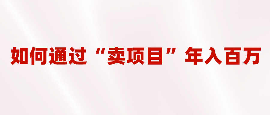 2023年最火项目：通过“卖项目”年入百万！普通人逆袭翻身的唯一出路-飞鱼网创