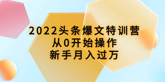 2022头条爆文特训营：从0开始操作，新手月入过万（16节课时）-飞鱼网创