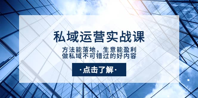 私域运营实战课：方法能落地，生意能盈利，做私域不可错过的好内容-飞鱼网创