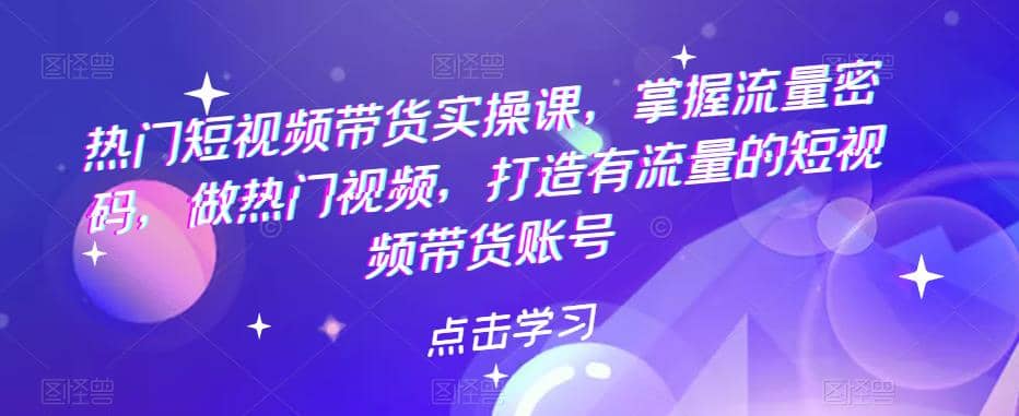 热门短视频带货实战 掌握流量密码 做热门视频 打造有流量的短视频带货账号-飞鱼网创