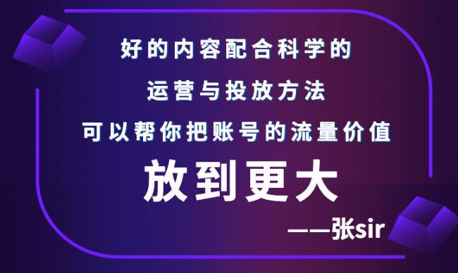 张sir账号流量增长课，告别海王流量，让你的流量更精准-飞鱼网创