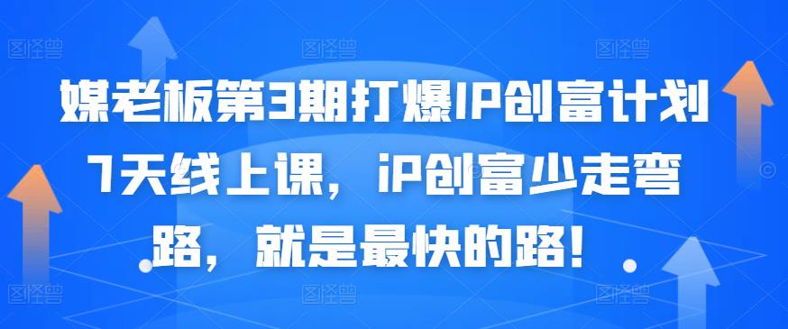 媒老板第3期打爆IP创富计划7天线上课，iP创富少走弯路，就是最快的路！-飞鱼网创