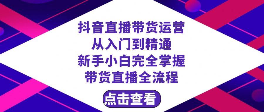 抖音直播带货 运营从入门到精通，新手完全掌握带货直播全流程（23节）-飞鱼网创