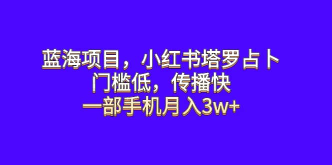 蓝海项目，小红书塔罗占卜，门槛低，传播快，一部手机月入3w+-飞鱼网创