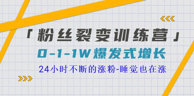 「粉丝裂变训练营」0-1-1w爆发式增长，24小时不断的涨粉-睡觉也在涨-16节课-飞鱼网创