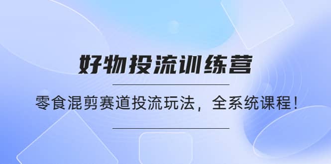 好物推广投流训练营：零食混剪赛道投流玩法，全系统课程-飞鱼网创