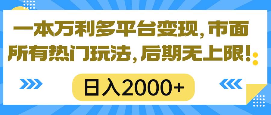 一本万利多平台变现，市面所有热门玩法，日入2000+，后期无上限！-飞鱼网创