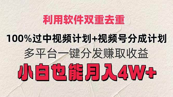 利用软件双重去重，100%过中视频+视频号分成计划小白也可以月入4W+-飞鱼网创