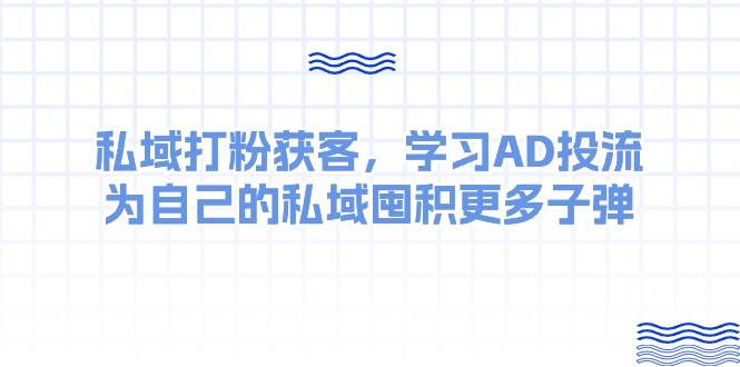 某收费课：私域打粉获客，学习AD投流，为自己的私域囤积更多子弹-飞鱼网创