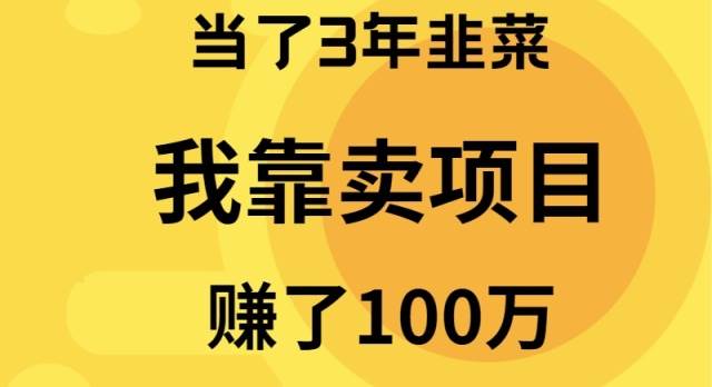 当了3年韭菜，我靠卖项目赚了100万-飞鱼网创