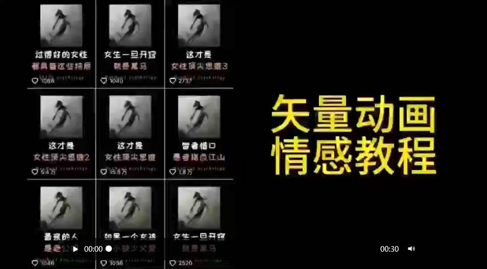 矢量动画情感教程：高点赞涨粉，适合情感、思维、创业教育等赛道-飞鱼网创