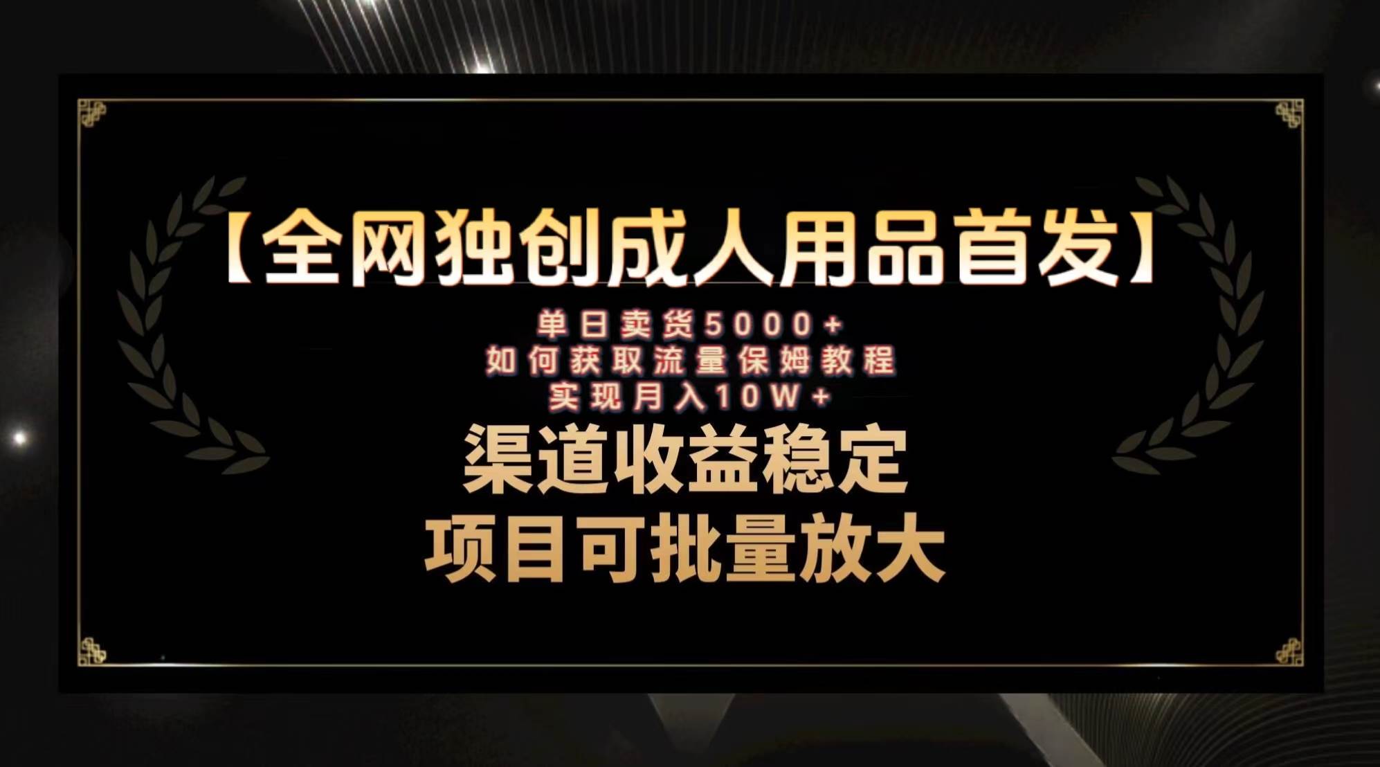 最新全网独创首发，成人用品赛道引流获客，月入10w保姆级教程-飞鱼网创