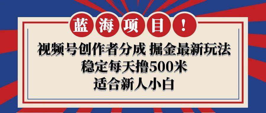 【蓝海项目】视频号创作者分成 掘金最新玩法 稳定每天撸500米 适合新人小白-飞鱼网创