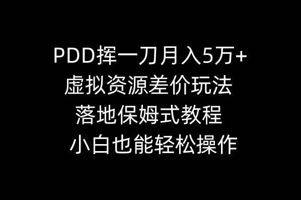 PDD挥一刀月入5万+，虚拟资源差价玩法，落地保姆式教程，小白也能轻松操作-飞鱼网创