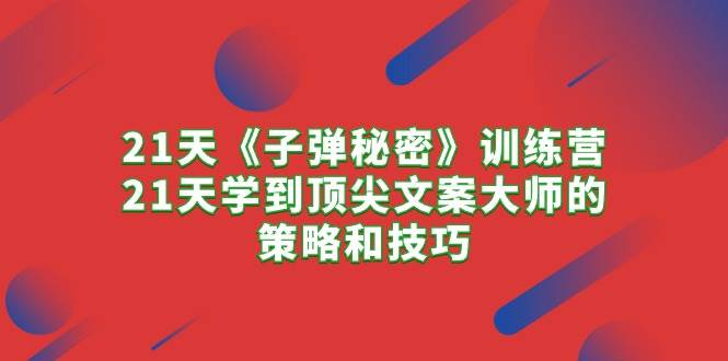 21天《子弹秘密》训练营，21天学到顶尖文案大师的策略和技巧-飞鱼网创