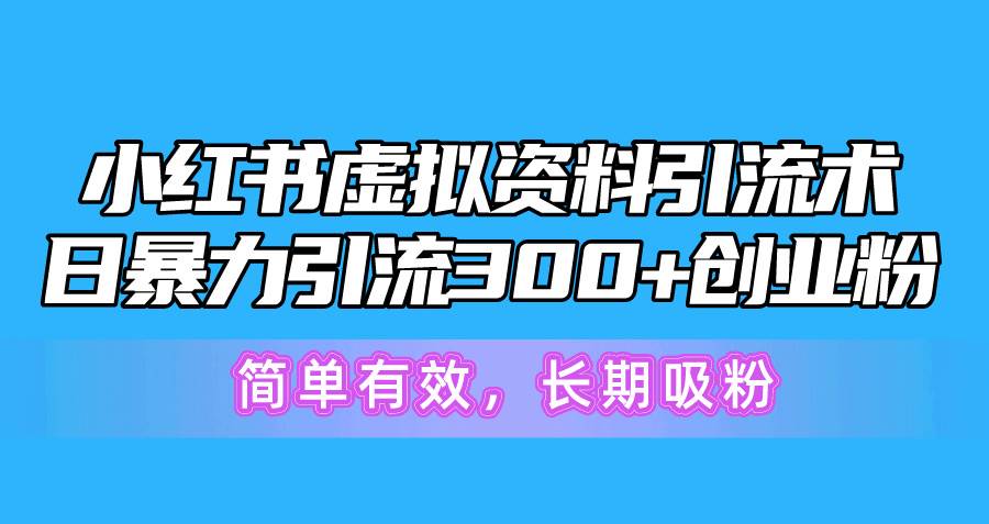 小红书虚拟资料引流术，日暴力引流300+创业粉，简单有效，长期吸粉-飞鱼网创