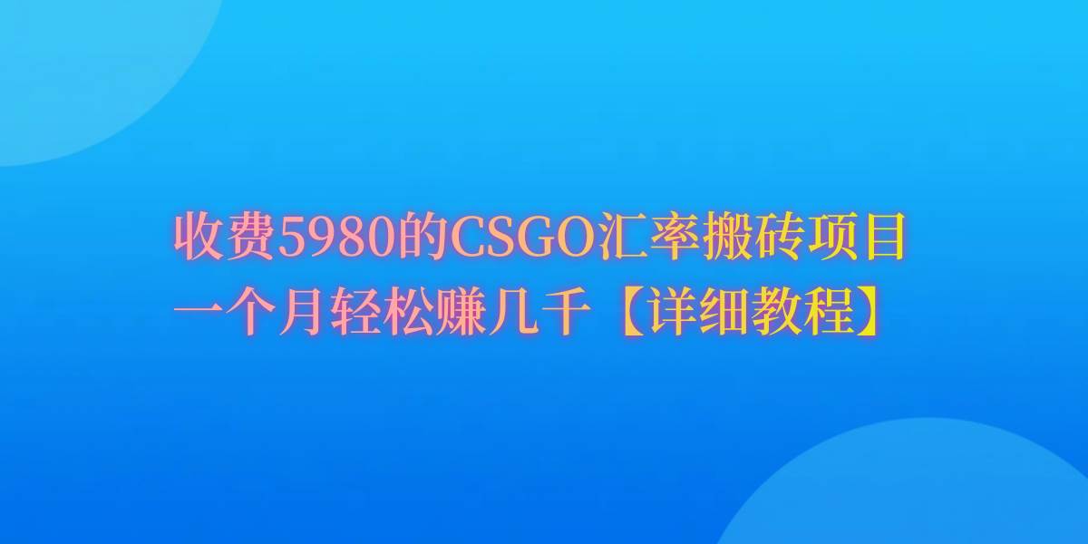 CSGO装备搬砖，月综合收益率高达60%，你也可以！-飞鱼网创