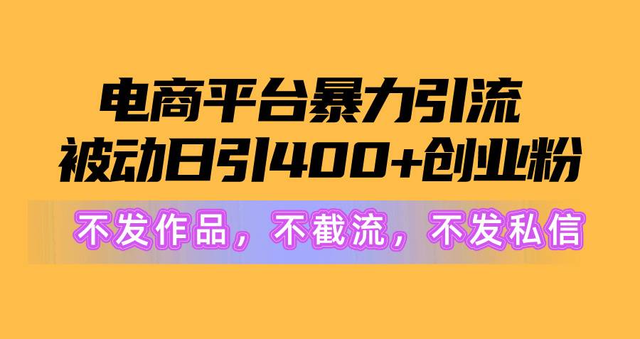 电商平台暴力引流,被动日引400+创业粉不发作品，不截流，不发私信-飞鱼网创