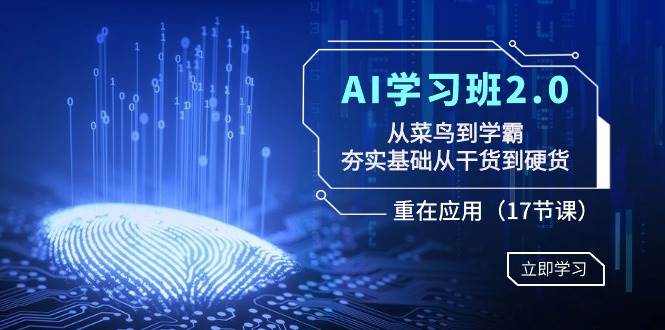 AI学习班2.0：从菜鸟到学霸，夯实基础从干货到硬货，重在应用（17节课）-飞鱼网创