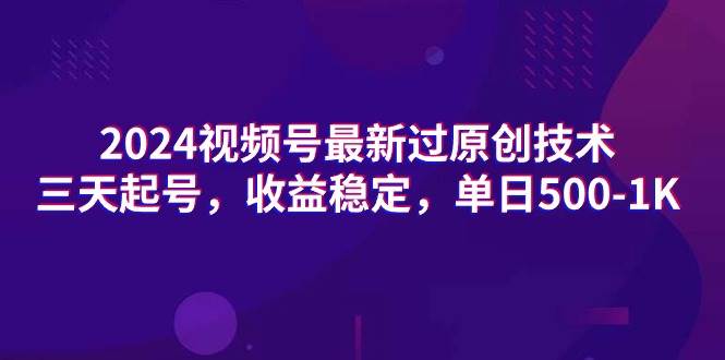 2024视频号最新过原创技术，三天起号，收益稳定，单日500-1K-飞鱼网创