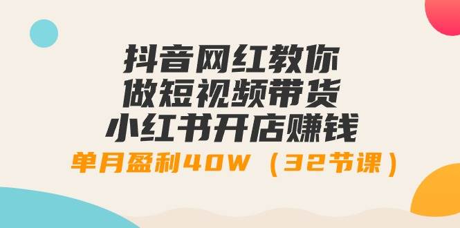 抖音网红教你做短视频带货+小红书开店赚钱，单月盈利40W（32节课）-飞鱼网创