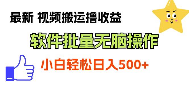 最新视频搬运撸收益，软件无脑批量操作，新手小白轻松上手-飞鱼网创