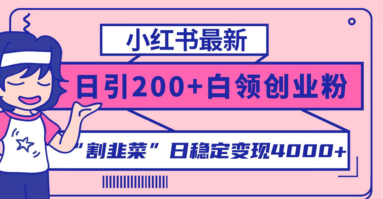 小红书最新日引200+创业粉”割韭菜“日稳定变现4000+实操教程！-飞鱼网创