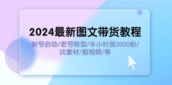 2024最新图文带货教程：新号启动/老号转型/半小时涨3000粉/找素材/剪辑-飞鱼网创