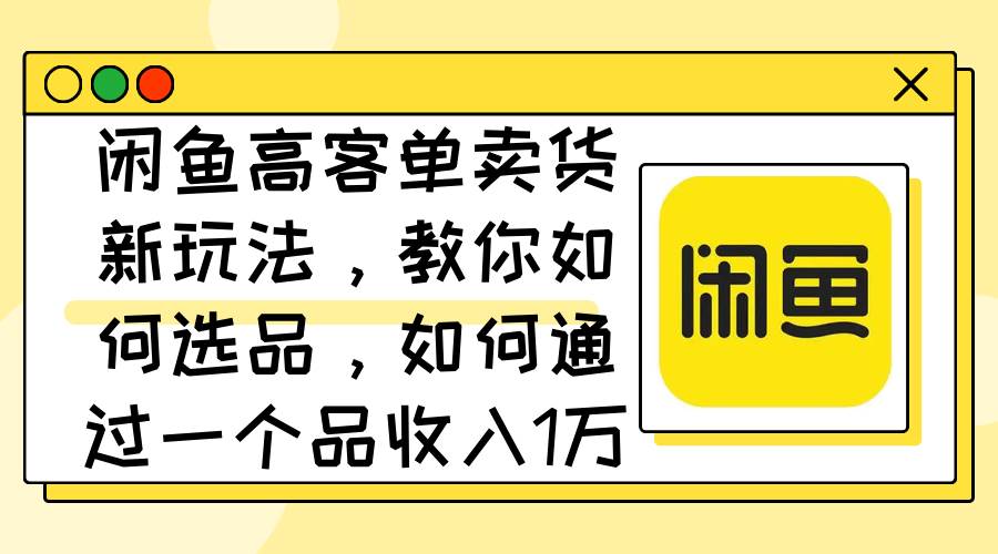 闲鱼高客单卖货新玩法，教你如何选品，如何通过一个品收入1万+-飞鱼网创