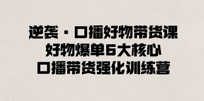 逆袭·口播好物带货课，好物爆单6大核心，口播带货强化训练营-飞鱼网创