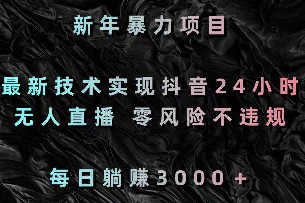 新年暴力项目，最新技术实现抖音24小时无人直播 零风险不违规 每日躺赚3000-飞鱼网创