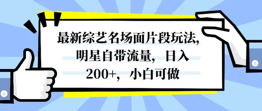 最新综艺名场面片段玩法，明星自带流量，日入200+，小白可做-飞鱼网创