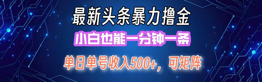 最新暴力头条掘金日入500+，矩阵操作日入2000+ ，小白也能轻松上手！-飞鱼网创