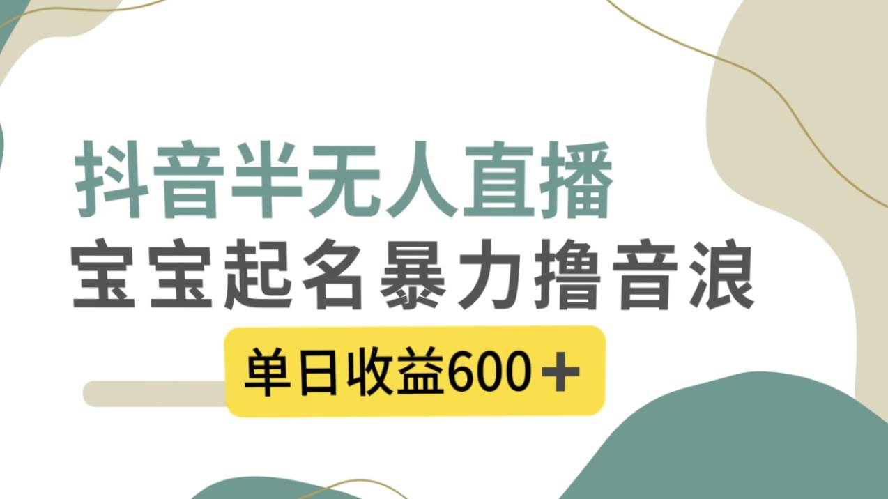 抖音半无人直播，宝宝起名，暴力撸音浪，单日收益600+-飞鱼网创