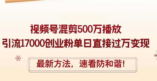 精华帖视频号混剪500万播放引流17000创业粉，单日直接过万变现，最新方…-飞鱼网创