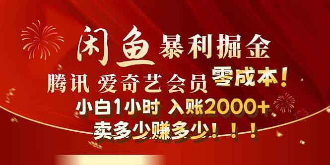 闲鱼全新暴力掘金玩法，官方正品影视会员无成本渠道！小白1小时收…-飞鱼网创