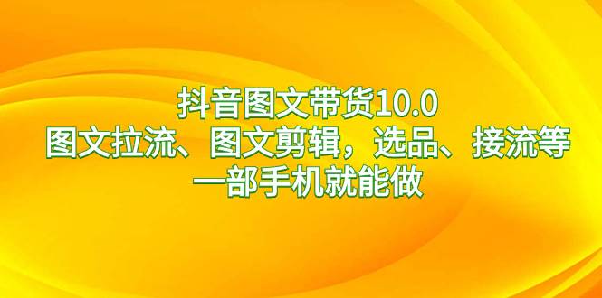 抖音图文带货10.0，图文拉流、图文剪辑，选品、接流等，一部手机就能做-飞鱼网创