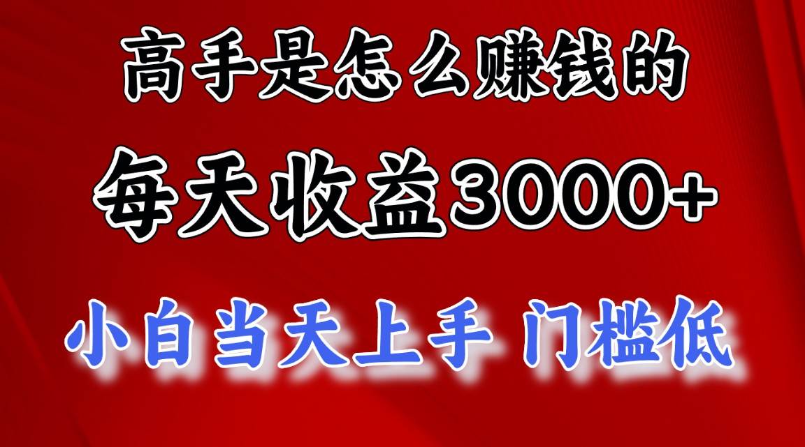 高手是怎么赚钱的，一天收益3000+ 这是穷人逆风翻盘的一个项目，非常…-飞鱼网创