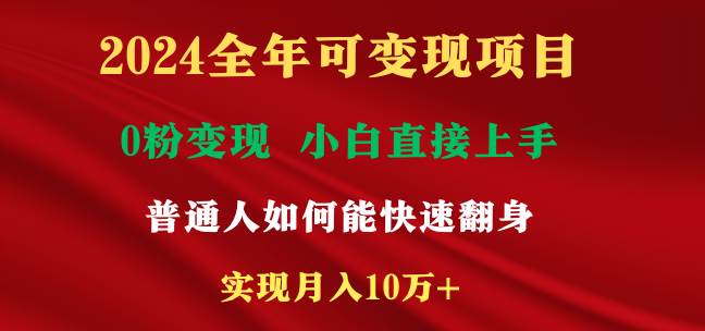 2024全年可变现项目，一天收益至少2000+，小白上手快，普通人就要利用互…-飞鱼网创