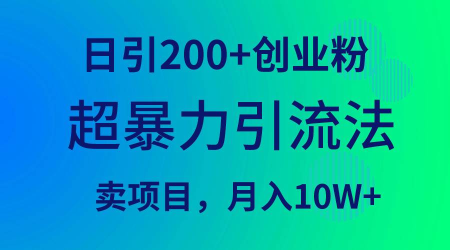 超暴力引流法，日引200+创业粉，卖项目月入10W+-飞鱼网创